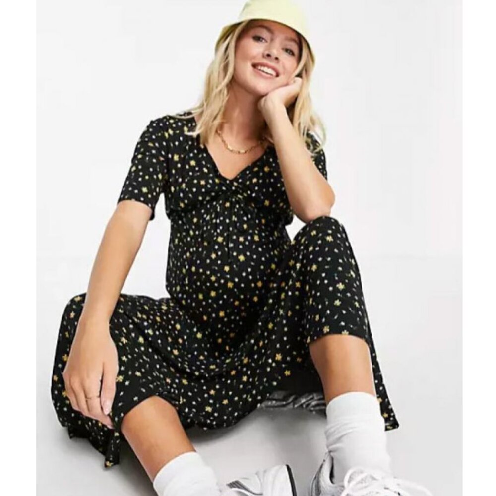 ASOS Design V Neck Floral Maternity Maxi Dress